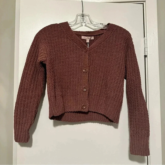 NWT Love Tree maroon cropped sweater cardigan size S - Picture 1 of 7